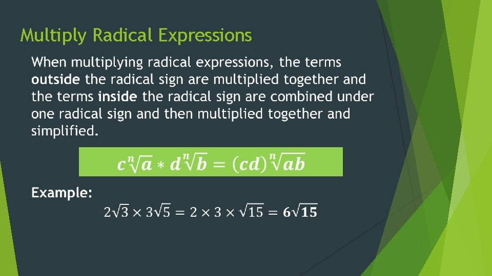 Multiply Radical Expressions 