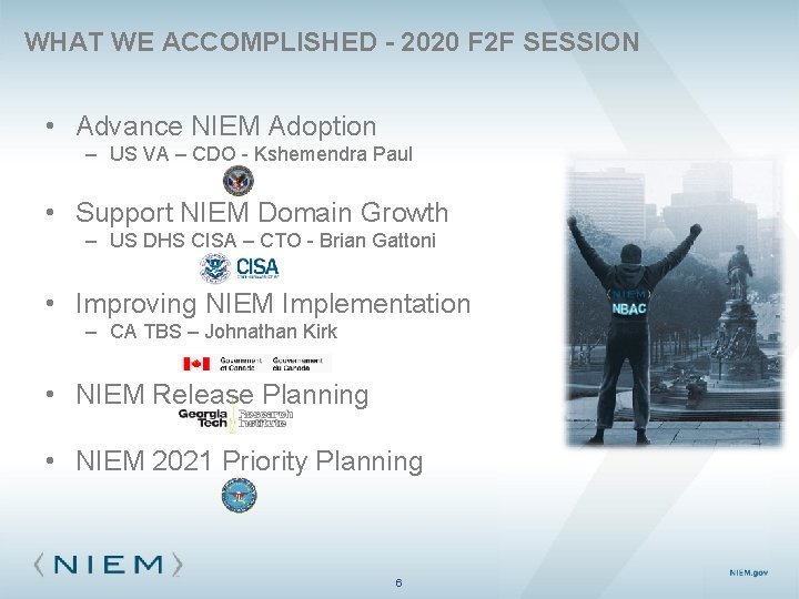 WHAT WE ACCOMPLISHED - 2020 F 2 F SESSION • Advance NIEM Adoption –