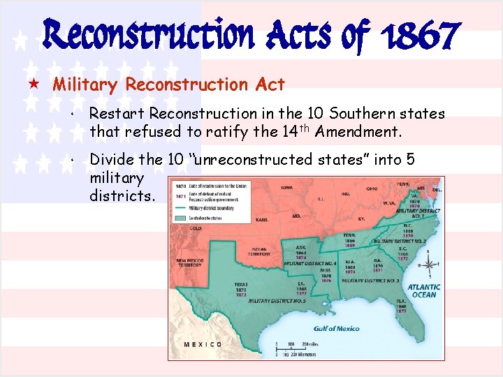 Reconstruction Acts of 1867 « Military Reconstruction Act * * Restart Reconstruction in the