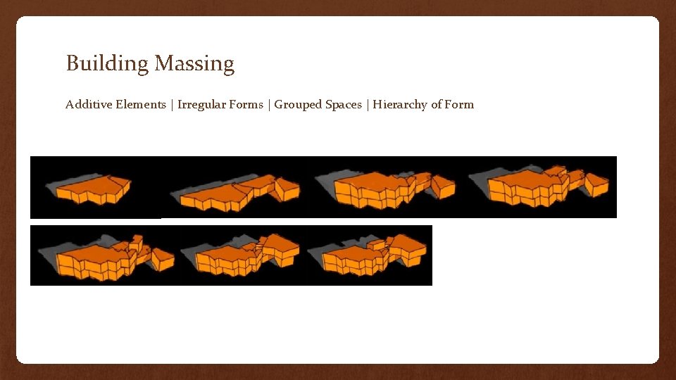 Building Massing Additive Elements | Irregular Forms | Grouped Spaces | Hierarchy of Form