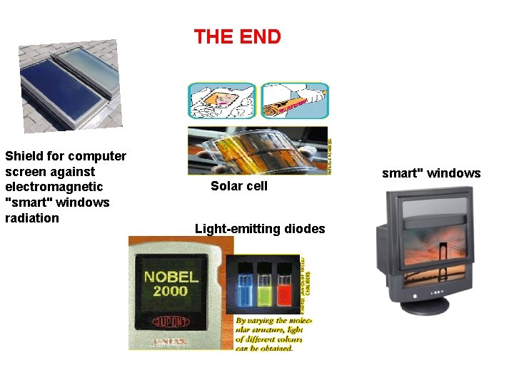THE END Shield for computer screen against electromagnetic "smart" windows radiation Solar cell Light-emitting