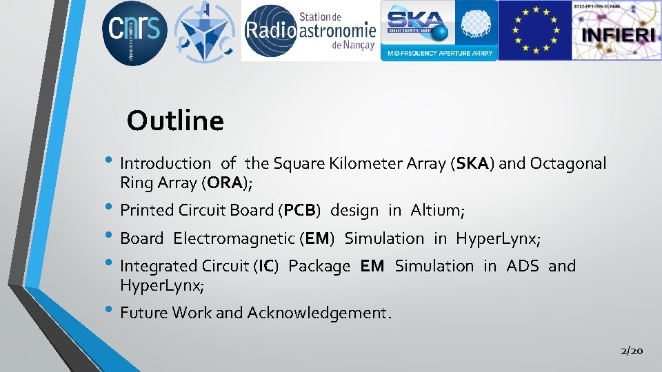 Outline • Introduction of the Square Kilometer Array (SKA) and Octagonal Ring Array (ORA);