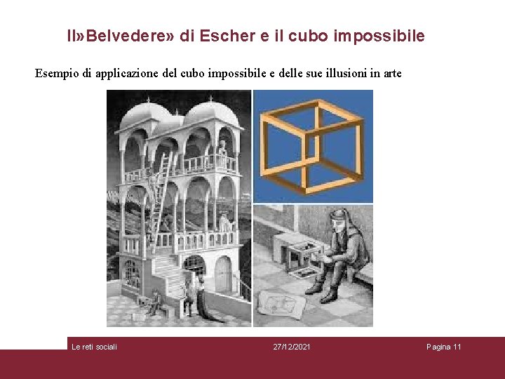 Il» Belvedere» di Escher e il cubo impossibile Esempio di applicazione del cubo impossibile