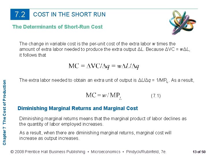 7. 2 COST IN THE SHORT RUN The Determinants of Short-Run Cost Chapter 7