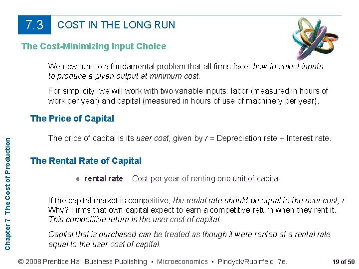 7. 3 COST IN THE LONG RUN The Cost-Minimizing Input Choice We now turn
