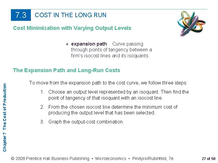 7. 3 COST IN THE LONG RUN Cost Minimization with Varying Output Levels ●