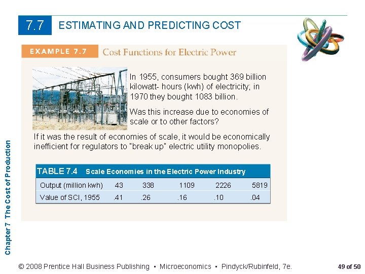 7. 7 ESTIMATING AND PREDICTING COST In 1955, consumers bought 369 billion kilowatt- hours