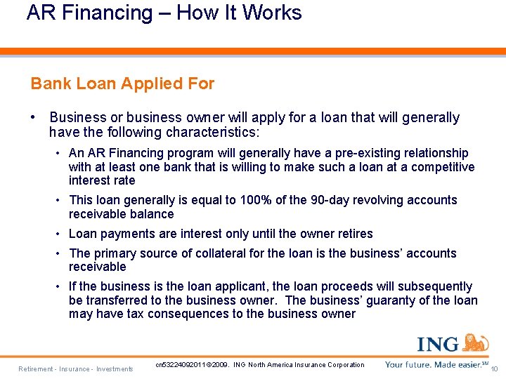 AR Financing – How It Works Bank Loan Applied For • Business or business