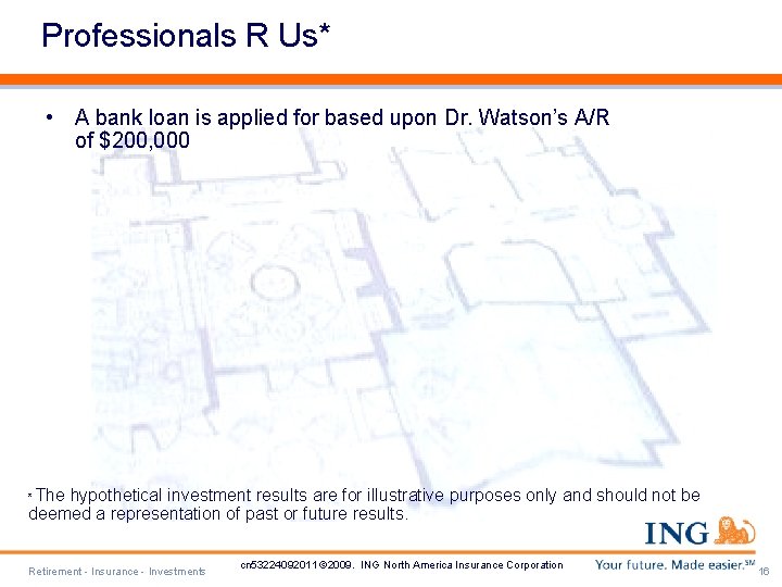 Professionals R Us* • A bank loan is applied for based upon Dr. Watson’s