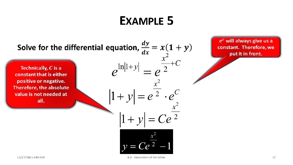 EXAMPLE 5 12/27/2021 3: 04 AM 6. 3 - Separation of Variables 17 