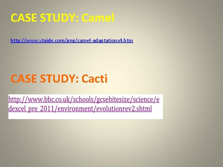 CASE STUDY: Camel http: //www. vtaide. com/png/camel-adaptations 4. htm CASE STUDY: Cacti 