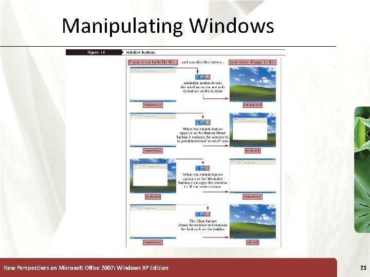 Manipulating Windows New Perspectives on Microsoft Office 2007: Windows XP Edition 23 