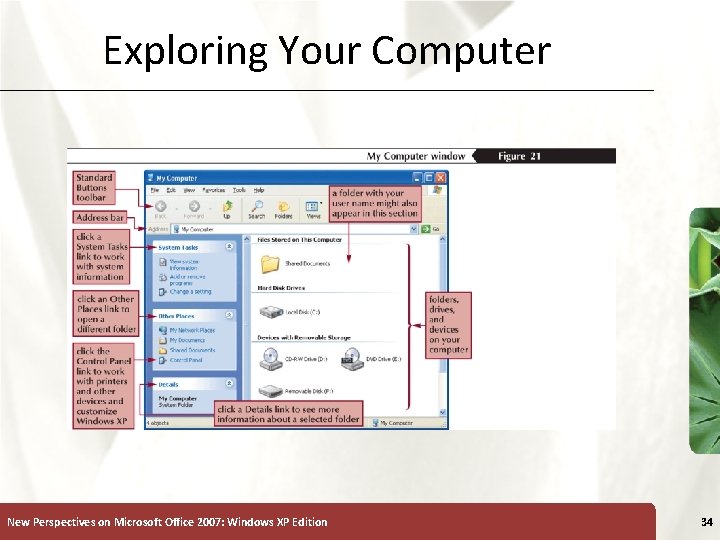 Exploring Your Computer New Perspectives on Microsoft Office 2007: Windows XP Edition 34 