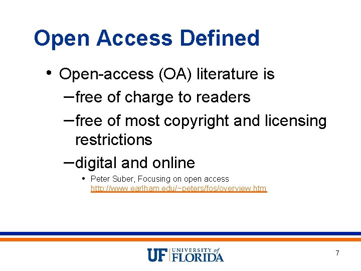 Open Access Defined • Open-access (OA) literature is – free of charge to readers