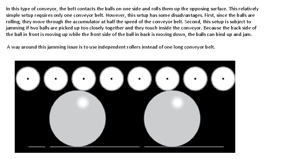 In this type of conveyor, the belt contacts the balls on one side and