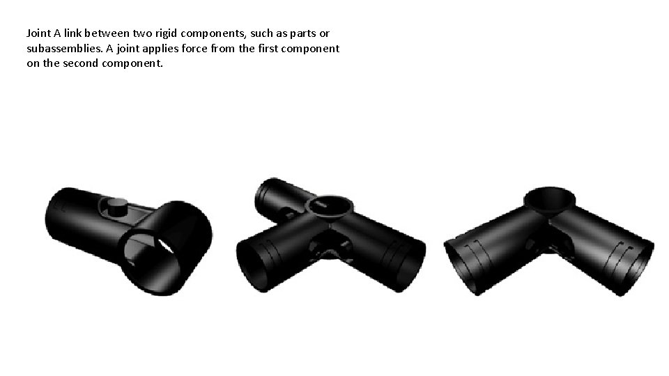 Joint A link between two rigid components, such as parts or subassemblies. A joint