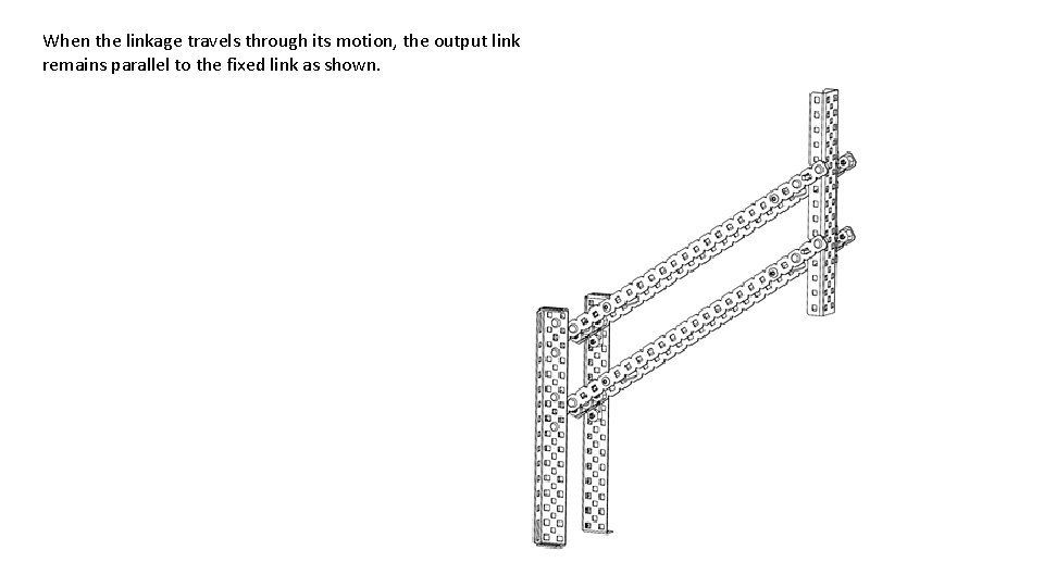 When the linkage travels through its motion, the output link remains parallel to the