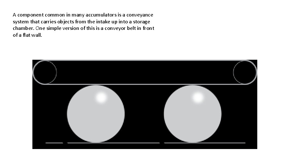 A component common in many accumulators is a conveyance system that carries objects from