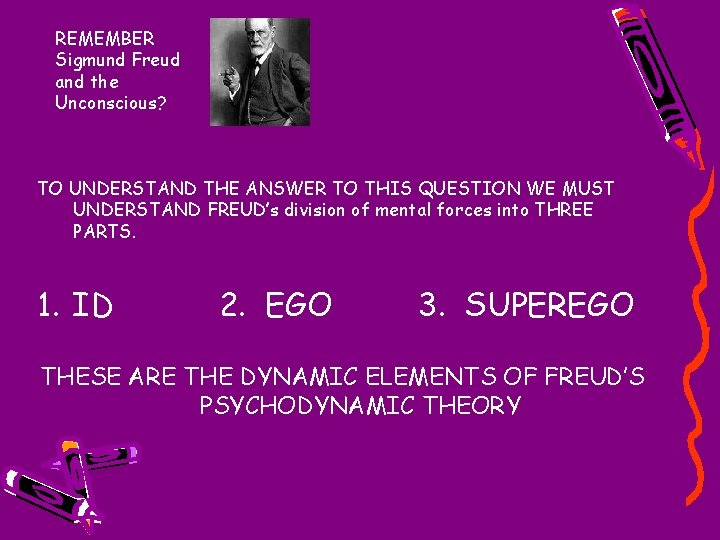 REMEMBER Sigmund Freud and the Unconscious? TO UNDERSTAND THE ANSWER TO THIS QUESTION WE