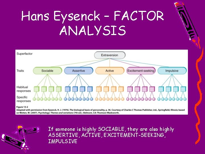 Hans Eysenck – FACTOR ANALYSIS If someone is highly SOCIABLE, they are also highly