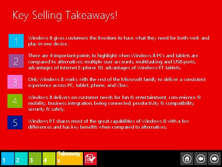 Key Selling Takeaways! 1 Windows 8 gives customers the freedom to have what they