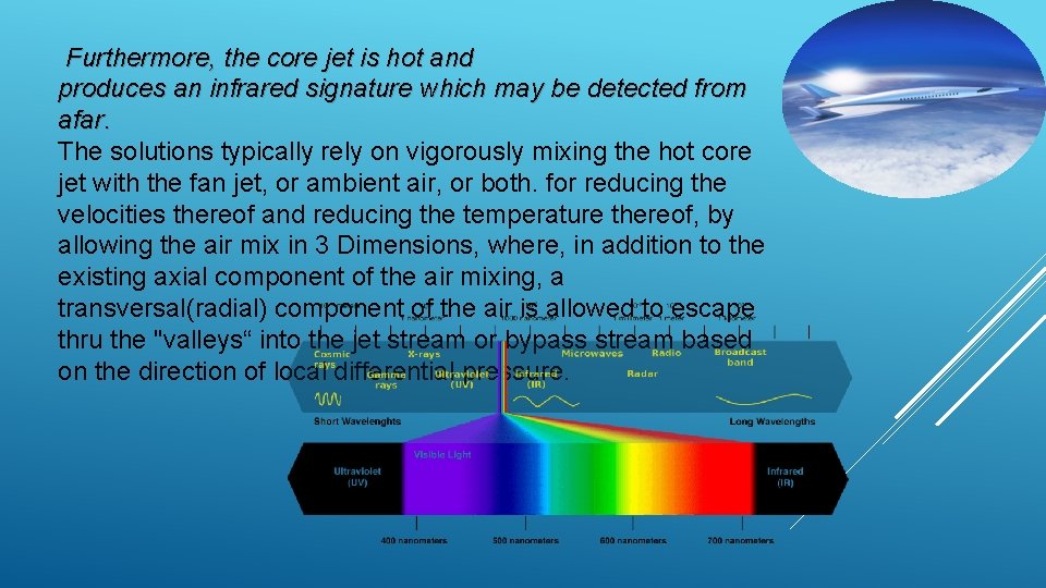 Furthermore, the core jet is hot and produces an infrared signature which may be