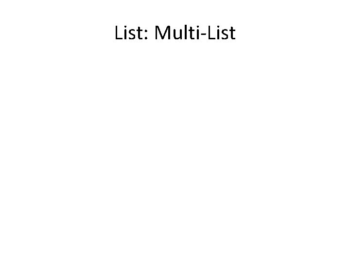 List: Multi-List List: Multi-List