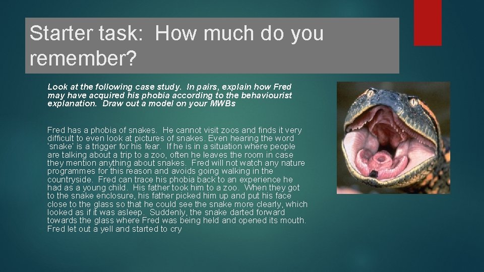 Starter task: How much do you remember? Look at the following case study. In Starter task: How much do you remember? Look at the following case study. In