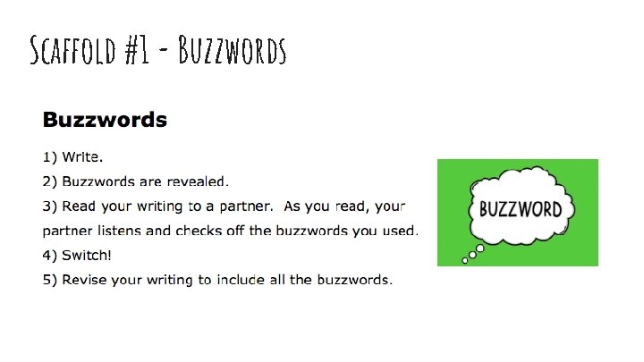 Scaffold #1 - Buzzwords Scaffold #1 - Buzzwords