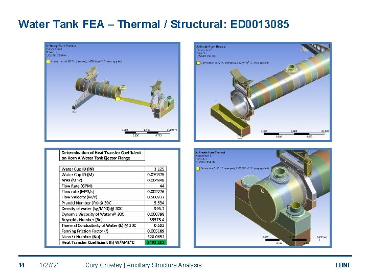 Water Tank FEA – Thermal / Structural: ED 0013085 14 1/27/21 Cory Crowley |
