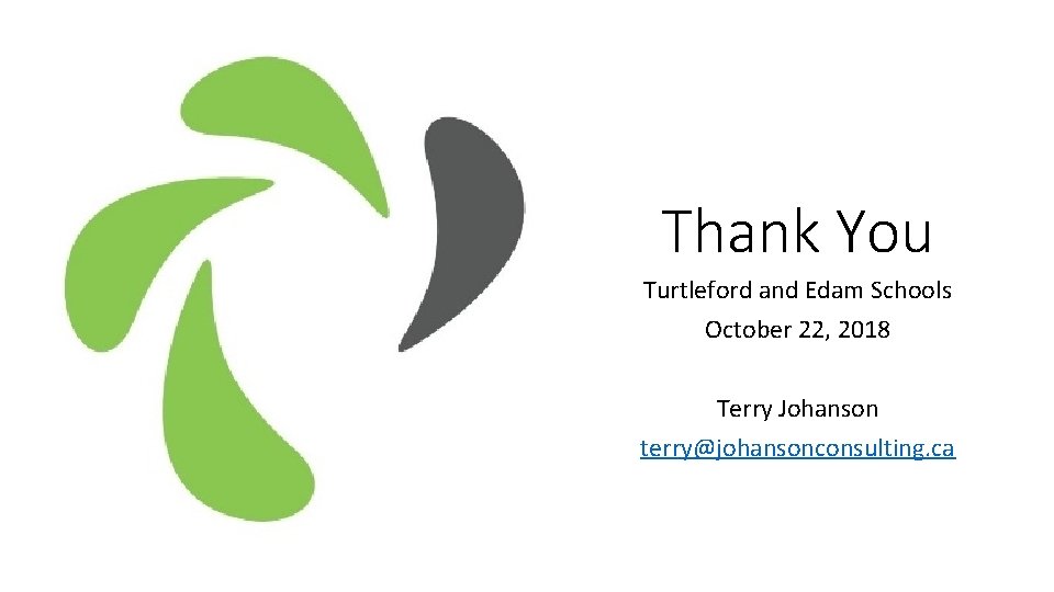 Thank You Turtleford and Edam Schools October 22, 2018 Terry Johanson terry@johansonconsulting. ca 