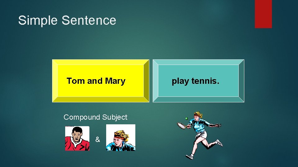 Simple Sentence Tom and Mary Compound Subject & play tennis. 