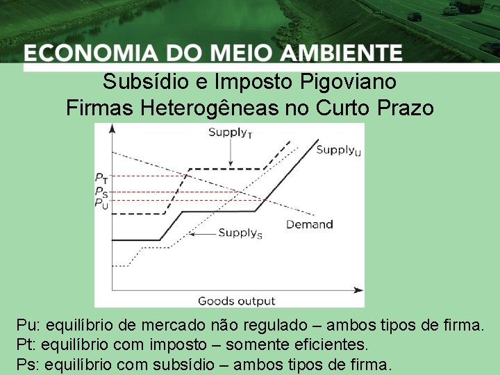 Subsídio e Imposto Pigoviano Firmas Heterogêneas no Curto Prazo Pu: equilíbrio de mercado não