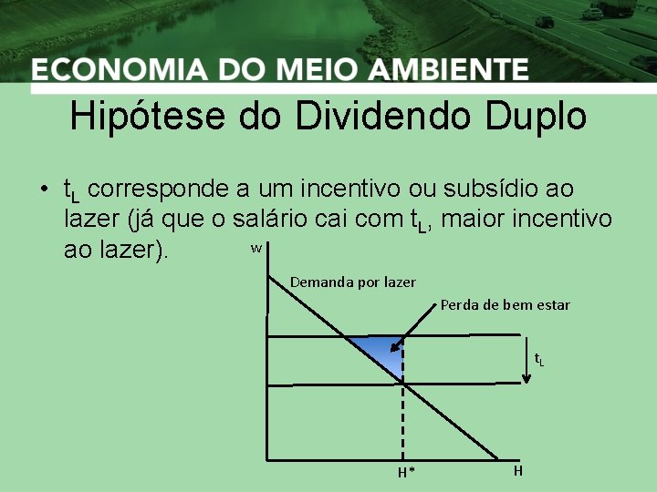 Hipótese do Dividendo Duplo • t. L corresponde a um incentivo ou subsídio ao