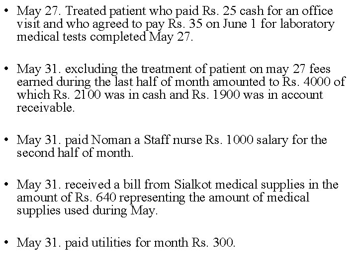  • May 27. Treated patient who paid Rs. 25 cash for an office
