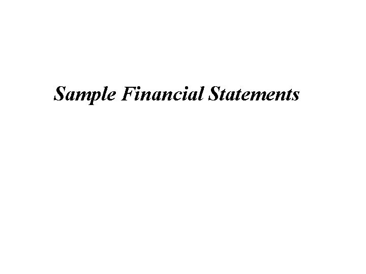 Sample Financial Statements 