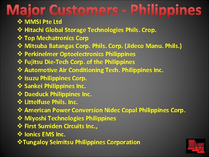 Major Customers - Philippines v MMSI Pte Ltd v Hitachi Global Storage Technologies Phils.