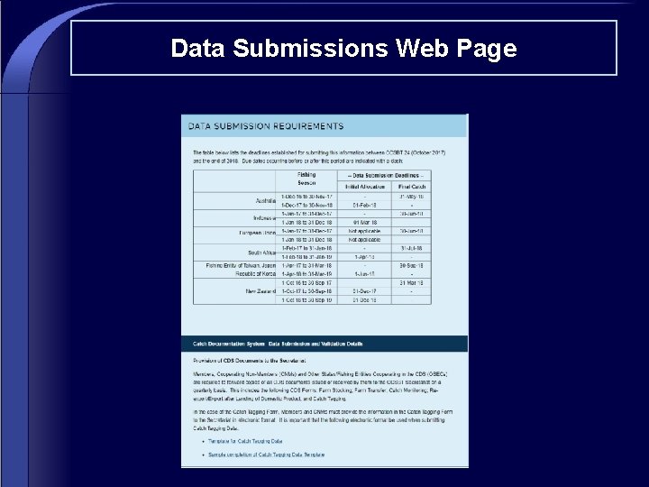 Data Submissions Web Page 