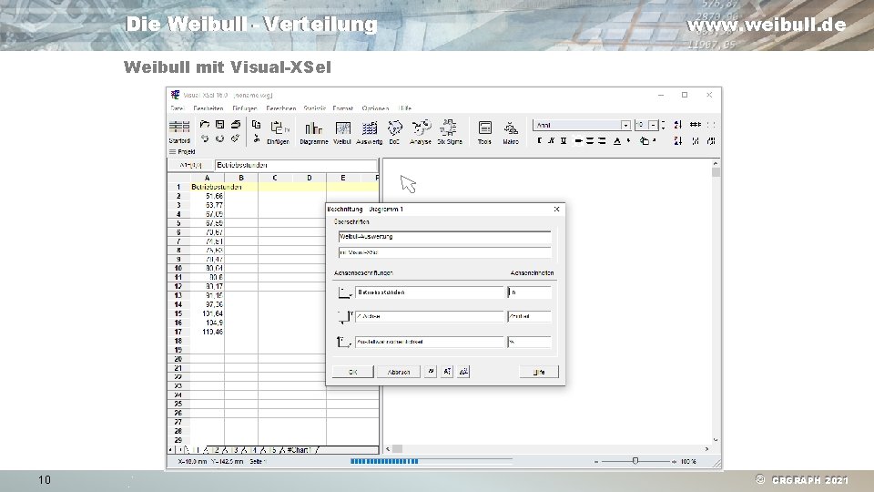 Die Weibull - Verteilung www. weibull. de Weibull mit Visual-XSel Betriebsstunden 10 h ©