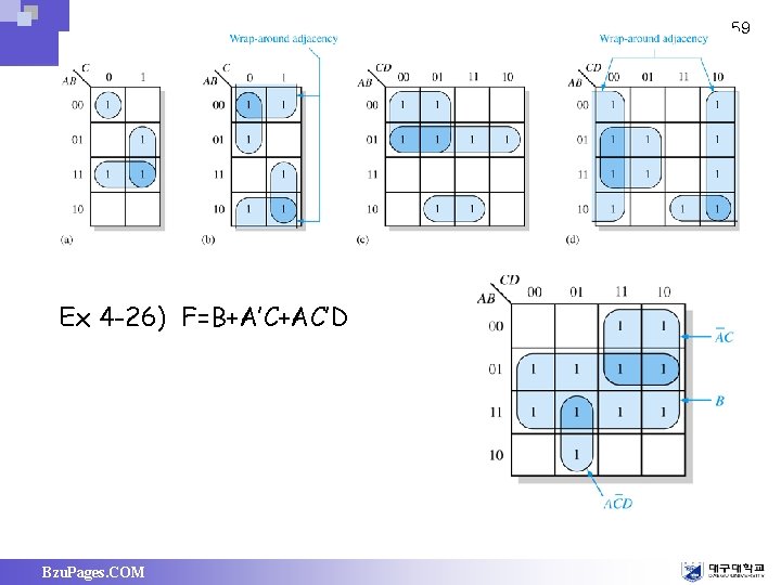 59 Ex 4 -26) F=B+A’C+AC’D Bzu. Pages. COM 