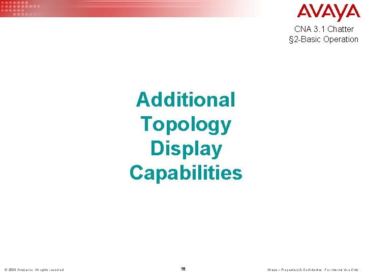 CNA 3. 1 Chatter § 2 -Basic Operation Additional Topology Display Capabilities © 2006