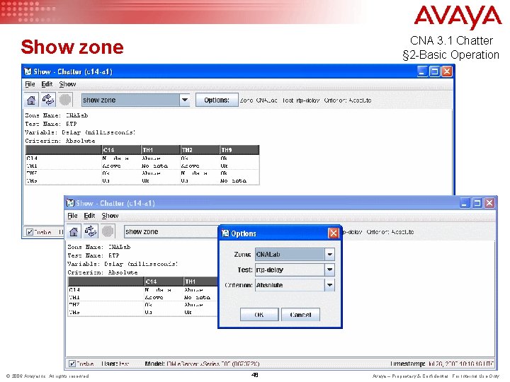 CNA 3. 1 Chatter § 2 -Basic Operation Show zone © 2006 Avaya Inc.