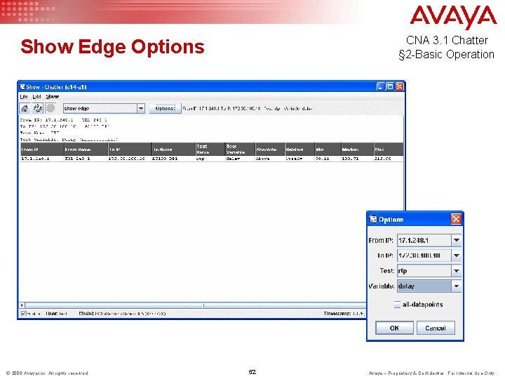 CNA 3. 1 Chatter § 2 -Basic Operation Show Edge Options © 2006 Avaya