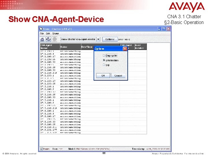 Show CNA-Agent-Device © 2006 Avaya Inc. All rights reserved. 55 CNA 3. 1 Chatter