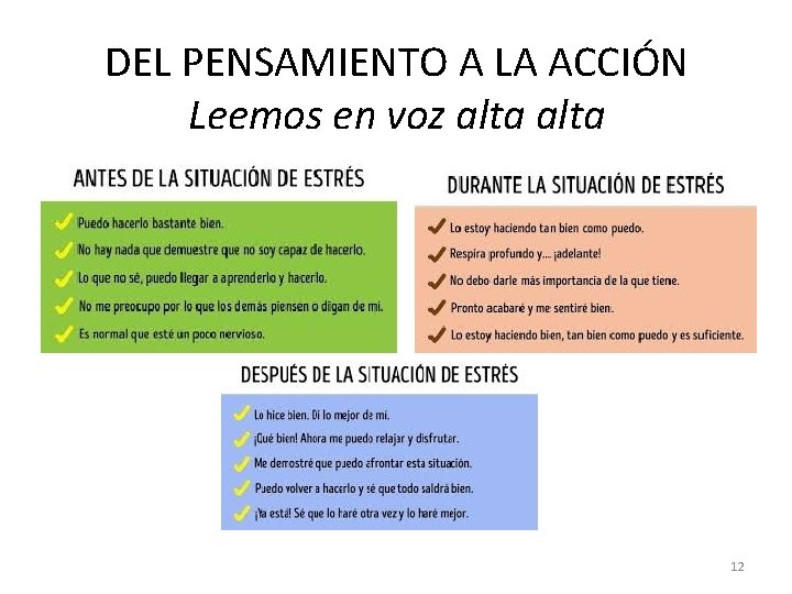 DEL PENSAMIENTO A LA ACCIÓN Leemos en voz alta 12 