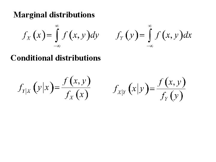 Marginal distributions Conditional distributions Marginal distributions Conditional distributions