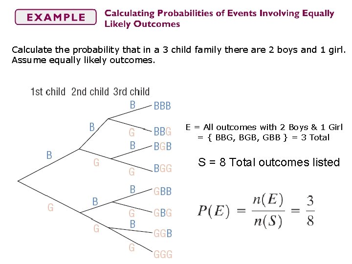 Calculate the probability that in a 3 child family there are 2 boys and