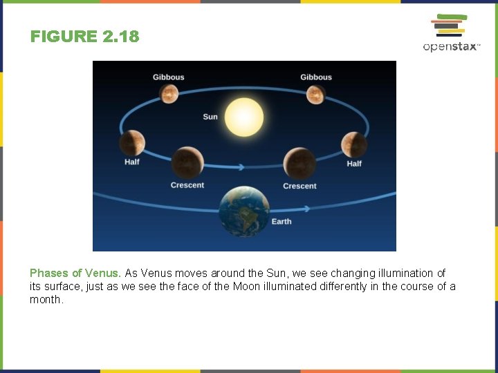 FIGURE 2. 18 Phases of Venus. As Venus moves around the Sun, we see