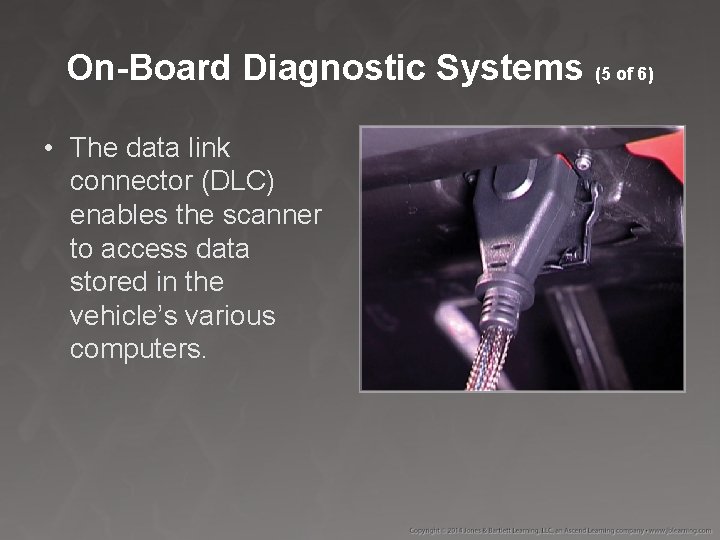 On-Board Diagnostic Systems (5 of 6) • The data link connector (DLC) enables the