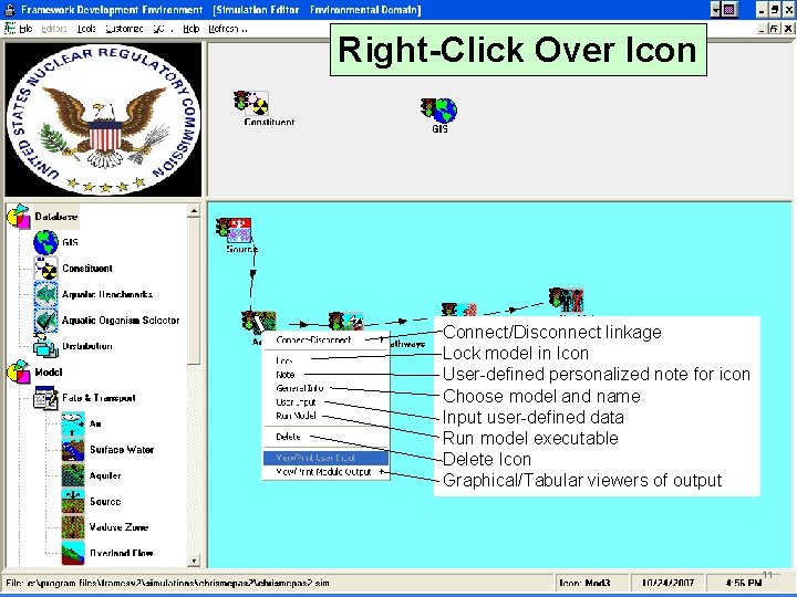 Right-Click Over Icon Connect/Disconnect linkage Lock model in Icon User-defined personalized note for icon